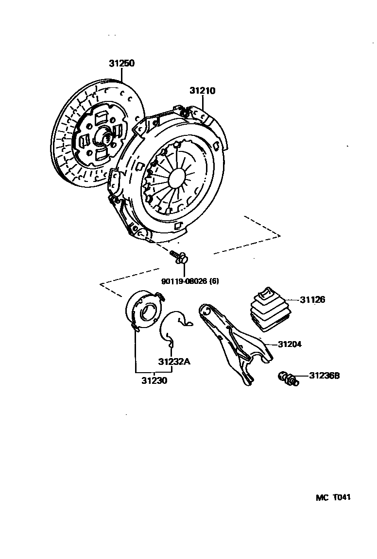 Toyota COROLLA 离合器和分离叉 EPC diagram — MCT041