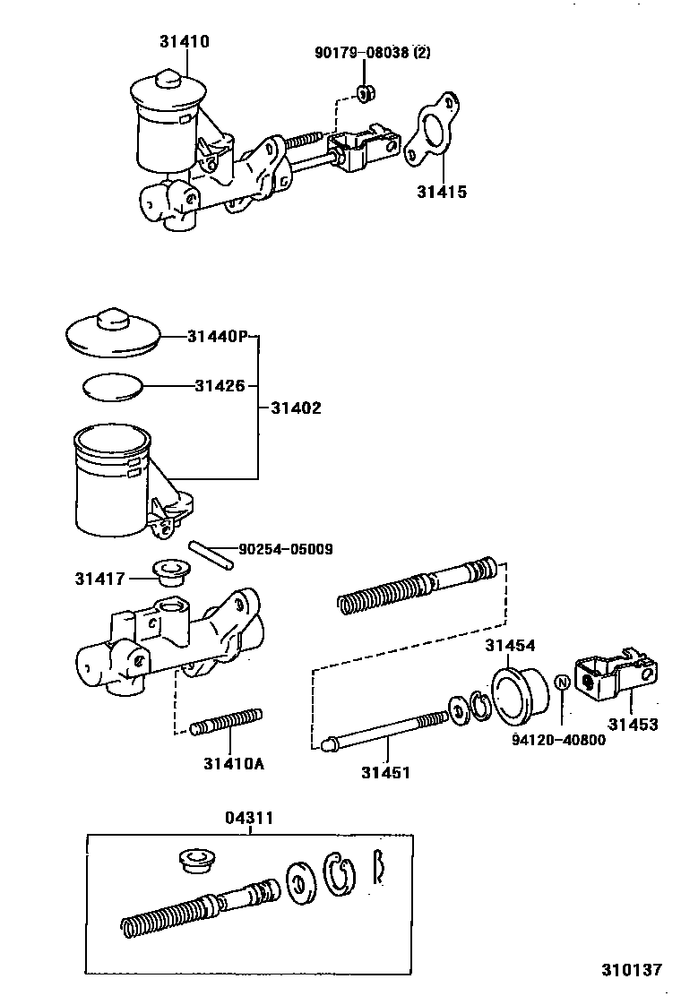 Toyota COROLLA 离合器总泵 EPC diagram — 310137