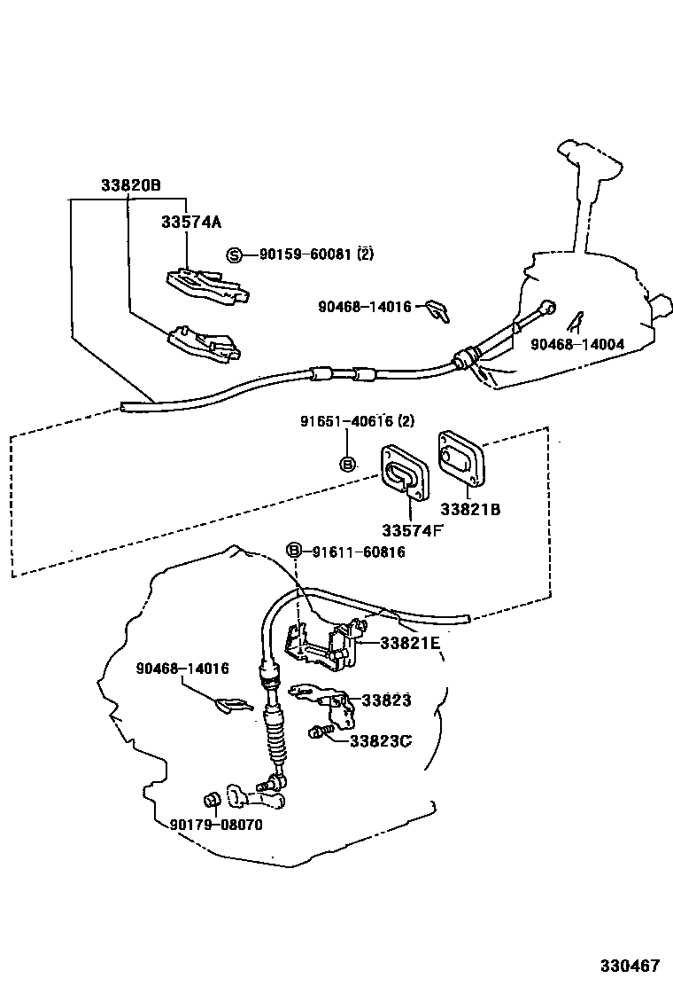 Toyota COROLLA Shift Lever & Retainer EPC diagram — 330467