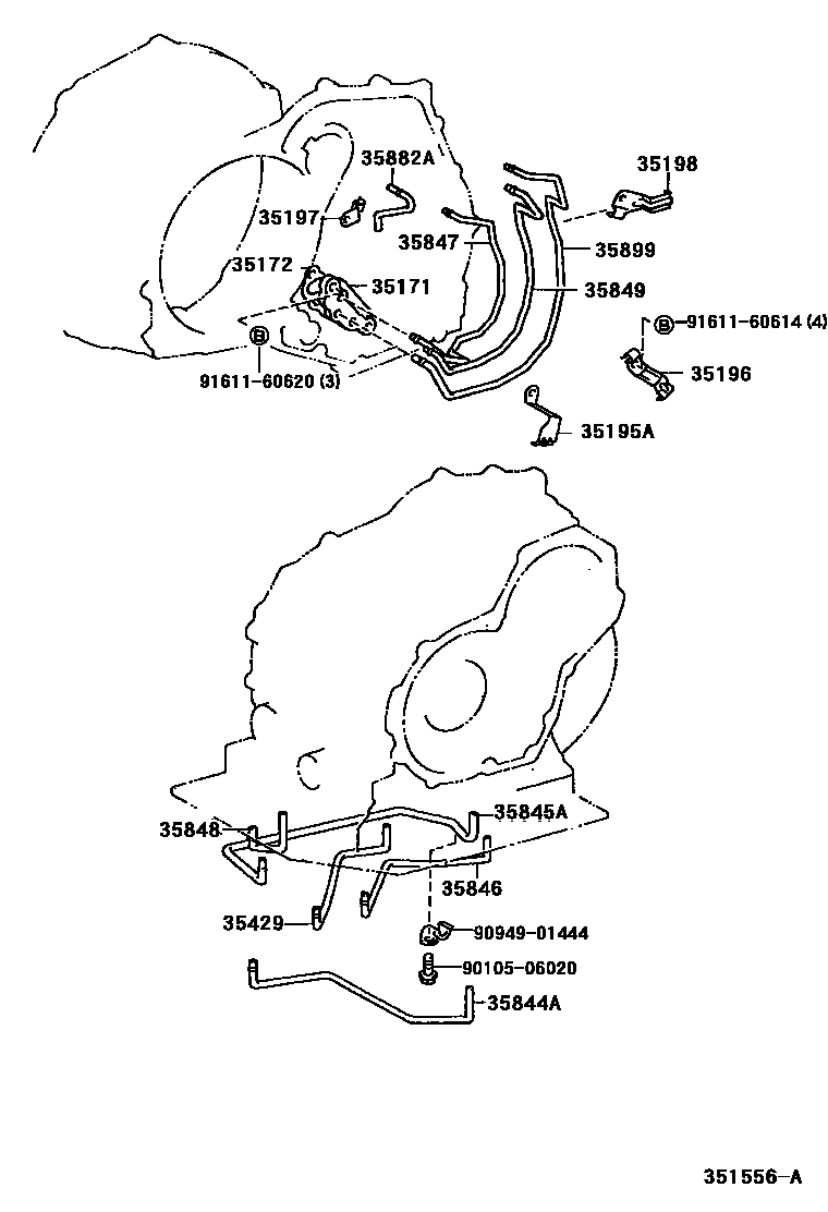 Toyota COROLLA 阀体和滤油网(ATM) EPC diagram — 351556A