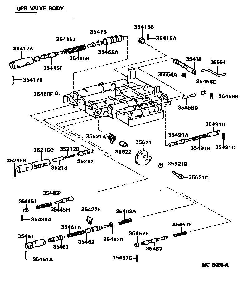 Toyota COROLLA 阀体和滤油网(ATM) EPC diagram — MCS989A