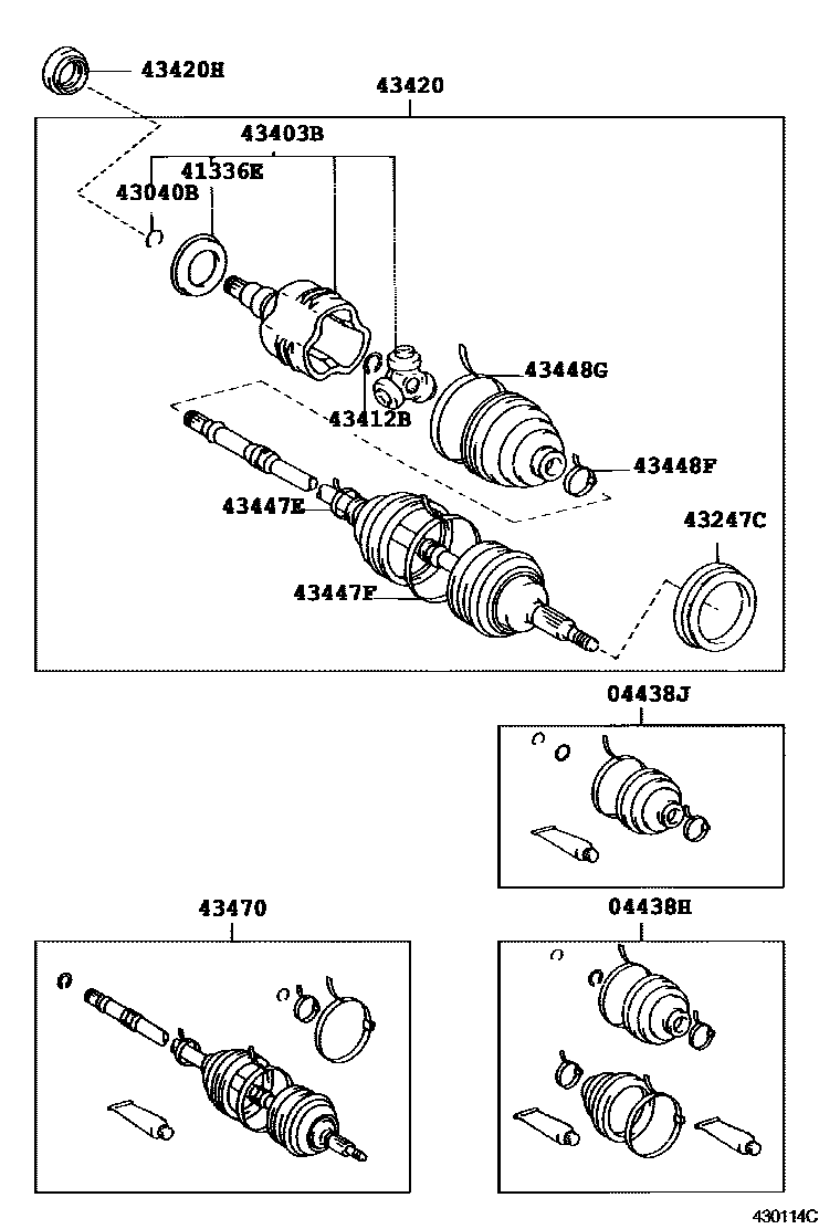Toyota COROLLA Front Drive Shaft EPC diagram — 430114C