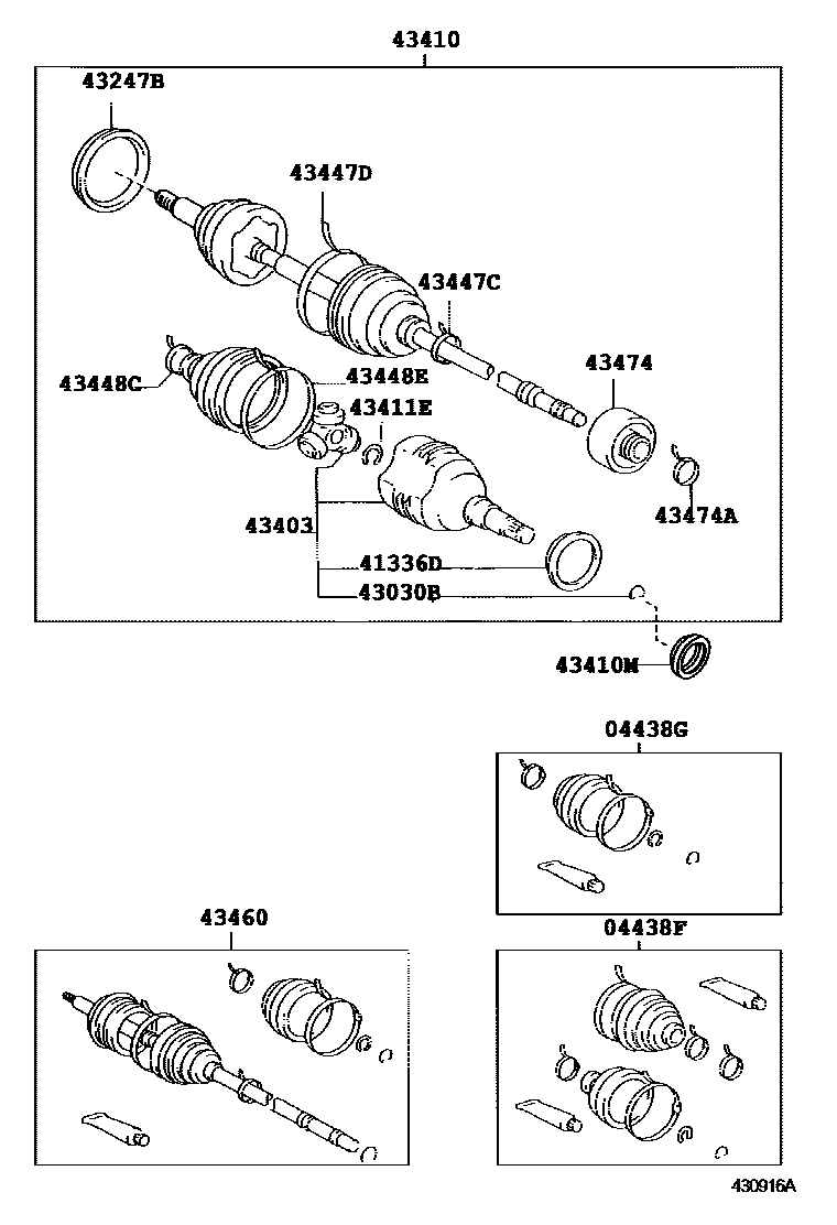 Toyota COROLLA Front Drive Shaft EPC diagram — 430916A