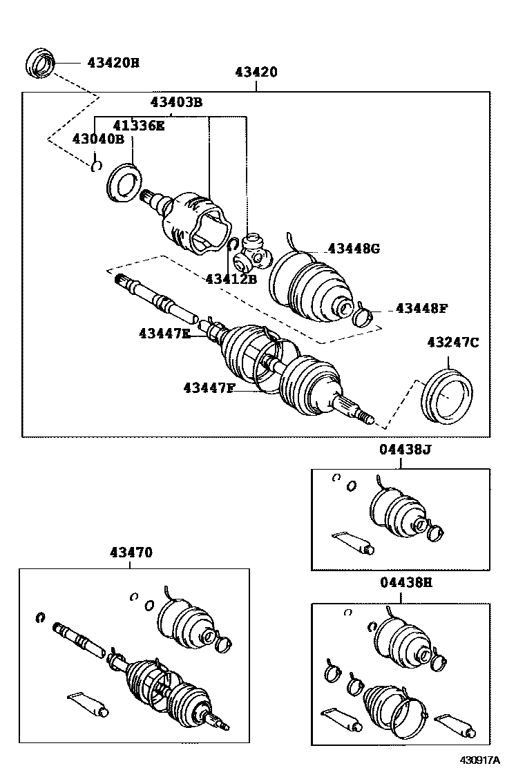 Toyota COROLLA Front Drive Shaft EPC diagram — 430917A
