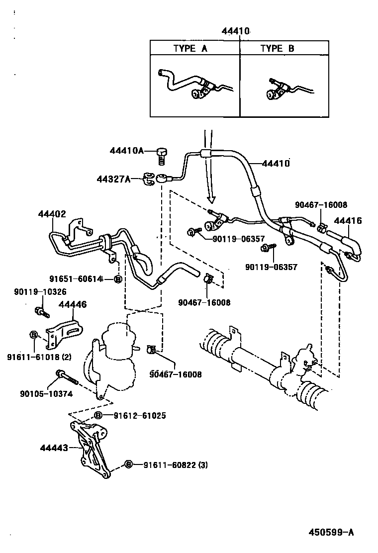 Toyota COROLLA 动力转向配管 EPC diagram — 450599A