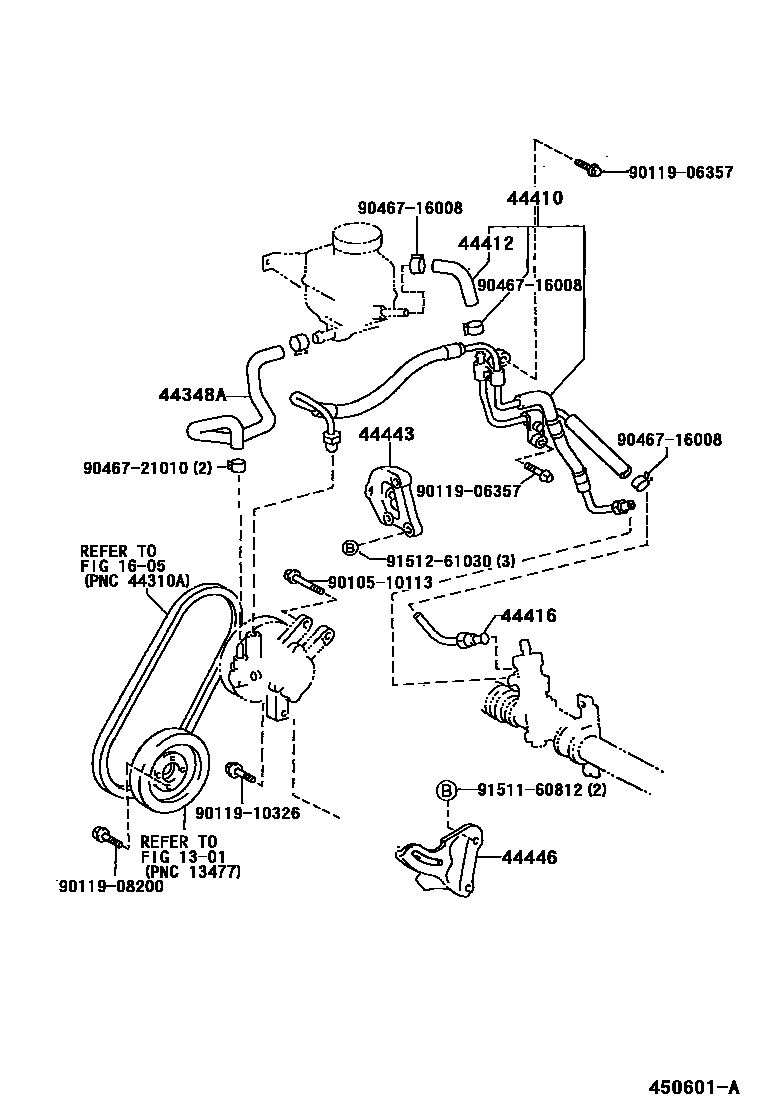Toyota COROLLA 动力转向配管 EPC diagram — 450601A