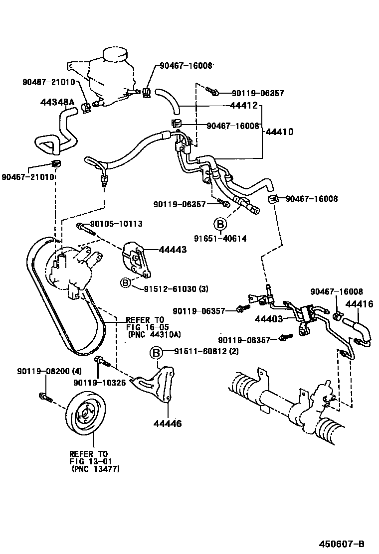 Toyota COROLLA 动力转向配管 EPC diagram — 450607B