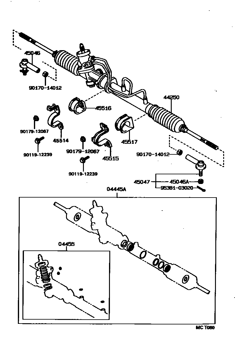 Toyota COROLLA 前转向齿轮和连杆 EPC diagram — MCT060