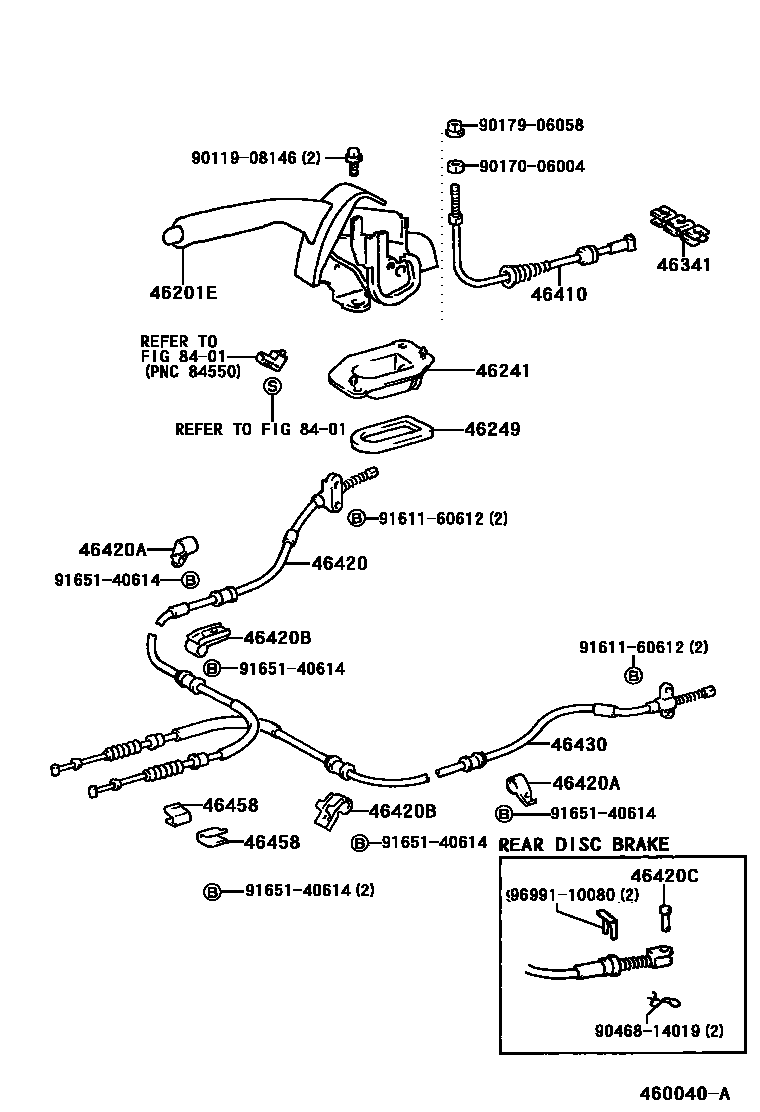 Toyota COROLLA Parking Brake & Cable EPC diagram — 460040A