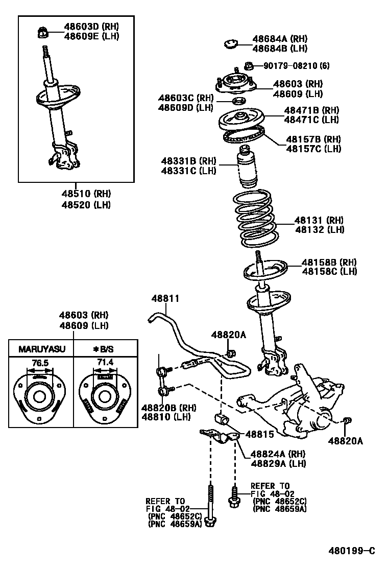 Toyota COROLLA Front Spring & Shock Absorber EPC diagram — 480199C