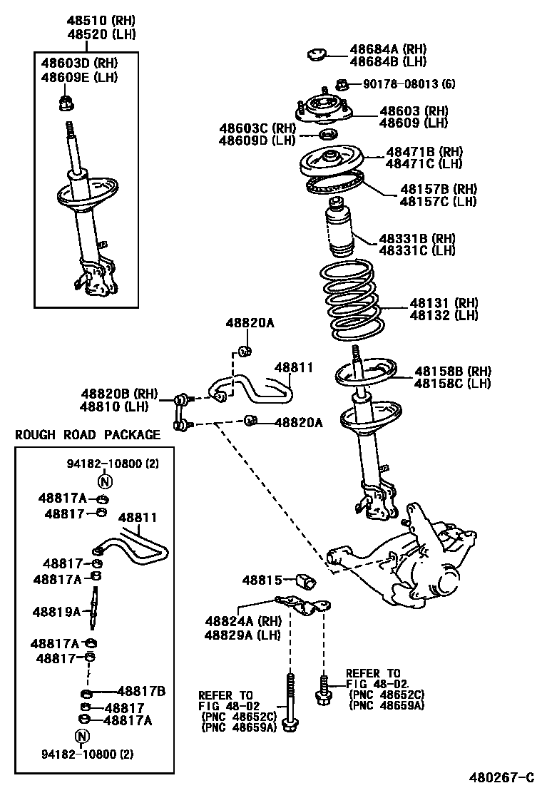 Toyota COROLLA Front Spring & Shock Absorber EPC diagram — 480267C