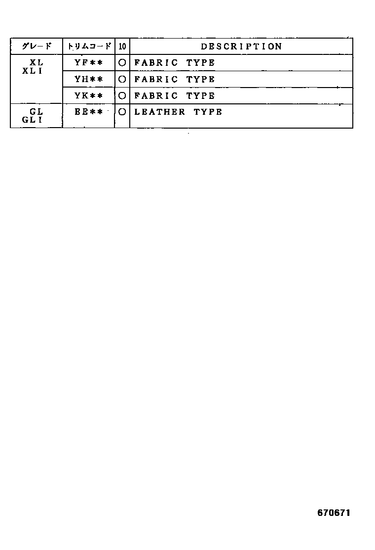 Toyota COROLLA 前门板和前门玻璃 EPC diagram — 670671