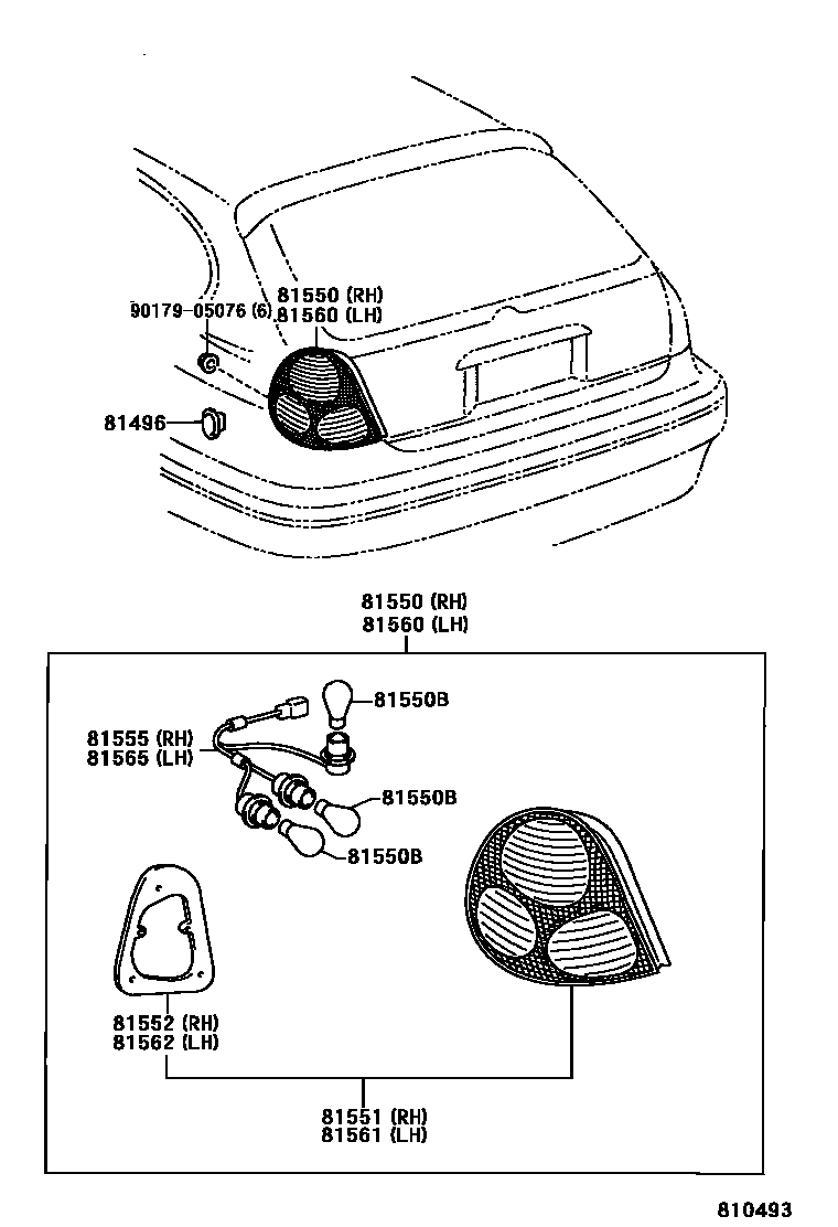 Toyota COROLLA 后组合灯 EPC diagram — 810493