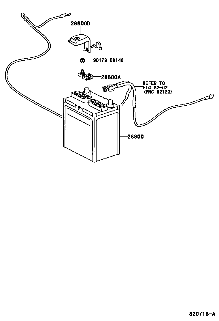 Toyota COROLLA 蓄电池和蓄电池电缆 EPC diagram — 820718A