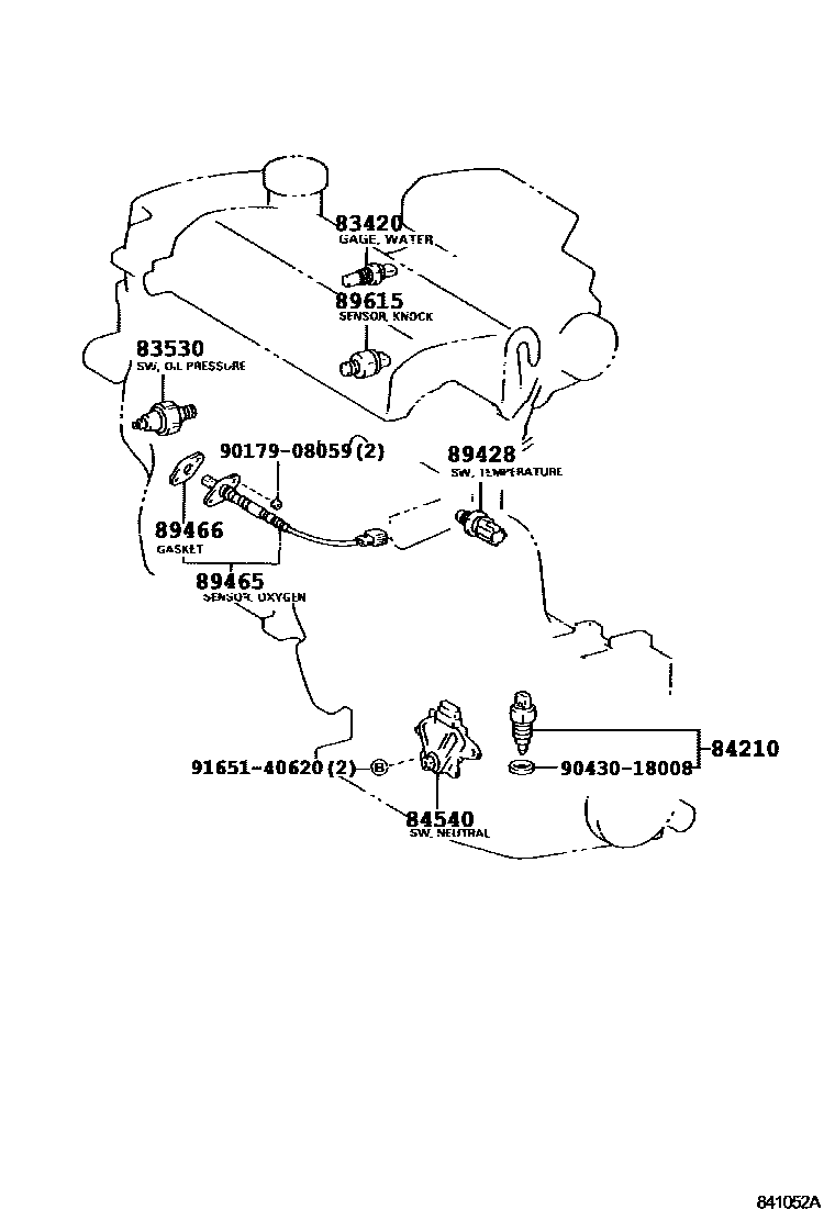 Toyota COROLLA 开关和继电器和ECU EPC diagram — 841052A