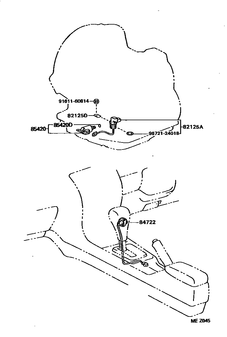 Toyota COROLLA 超速档和电子控制变速器 EPC diagram — MEZ045