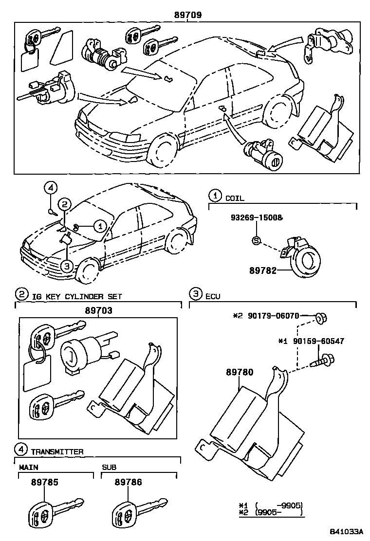 Toyota COROLLA 防盗装置 EPC diagram — 841033A