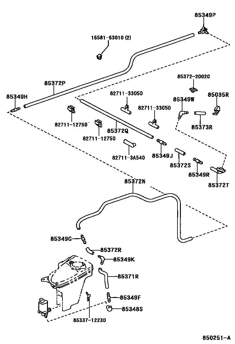 Toyota COROLLA 后清洗器 EPC diagram — 850251A