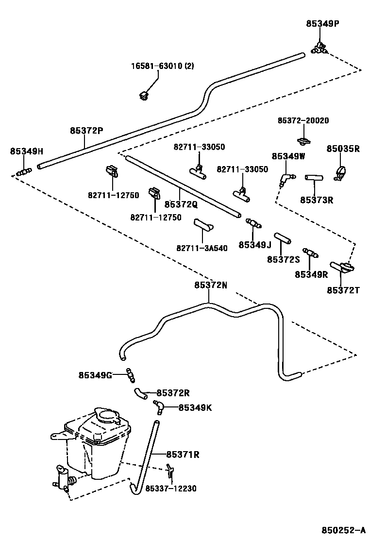 Toyota COROLLA 后清洗器 EPC diagram — 850252A