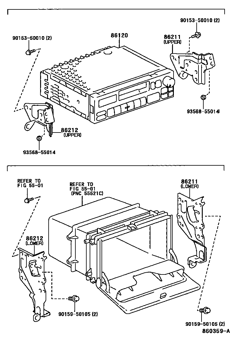 Toyota COROLLA 收音机、放大器和冷凝器 EPC diagram — 860359A