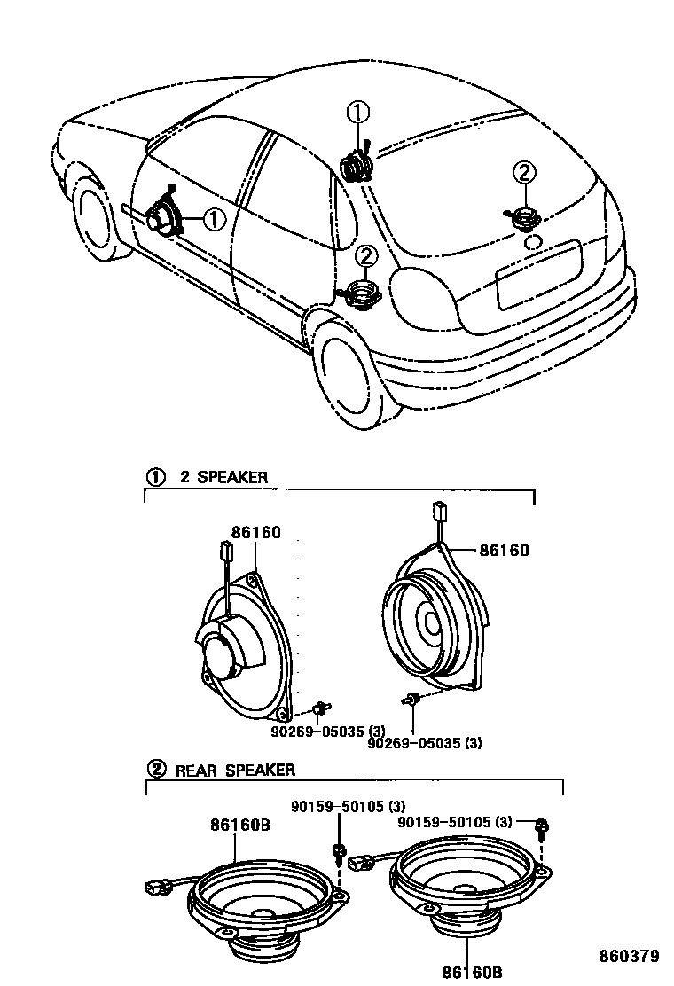 Toyota COROLLA 扬声器 EPC diagram — 860379