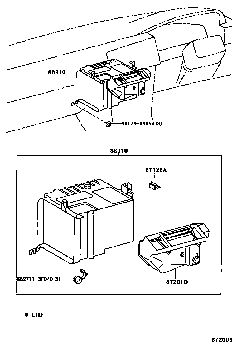 Toyota COROLLA 暖风和空调系统 - 加热装置和鼓风机 EPC diagram — 872009