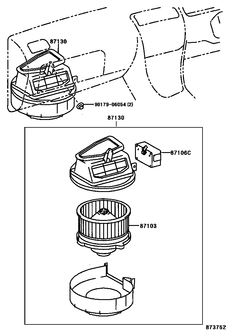 Toyota COROLLA 暖风和空调系统 - 加热装置和鼓风机 EPC diagram — 873752