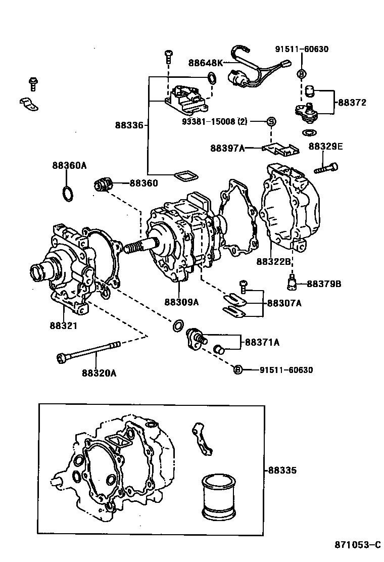 Toyota COROLLA Heating & Air Conditioning - Compressor EPC diagram — 871053C