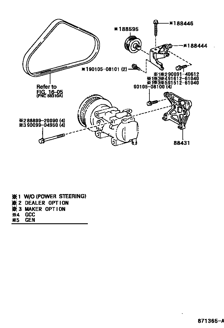 Toyota COROLLA Heating & Air Conditioning - Compressor EPC diagram — 871365A