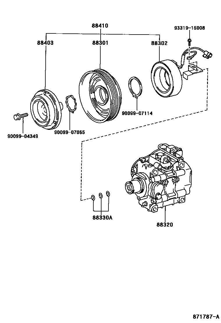 Toyota COROLLA Heating & Air Conditioning - Compressor EPC diagram — 871787A