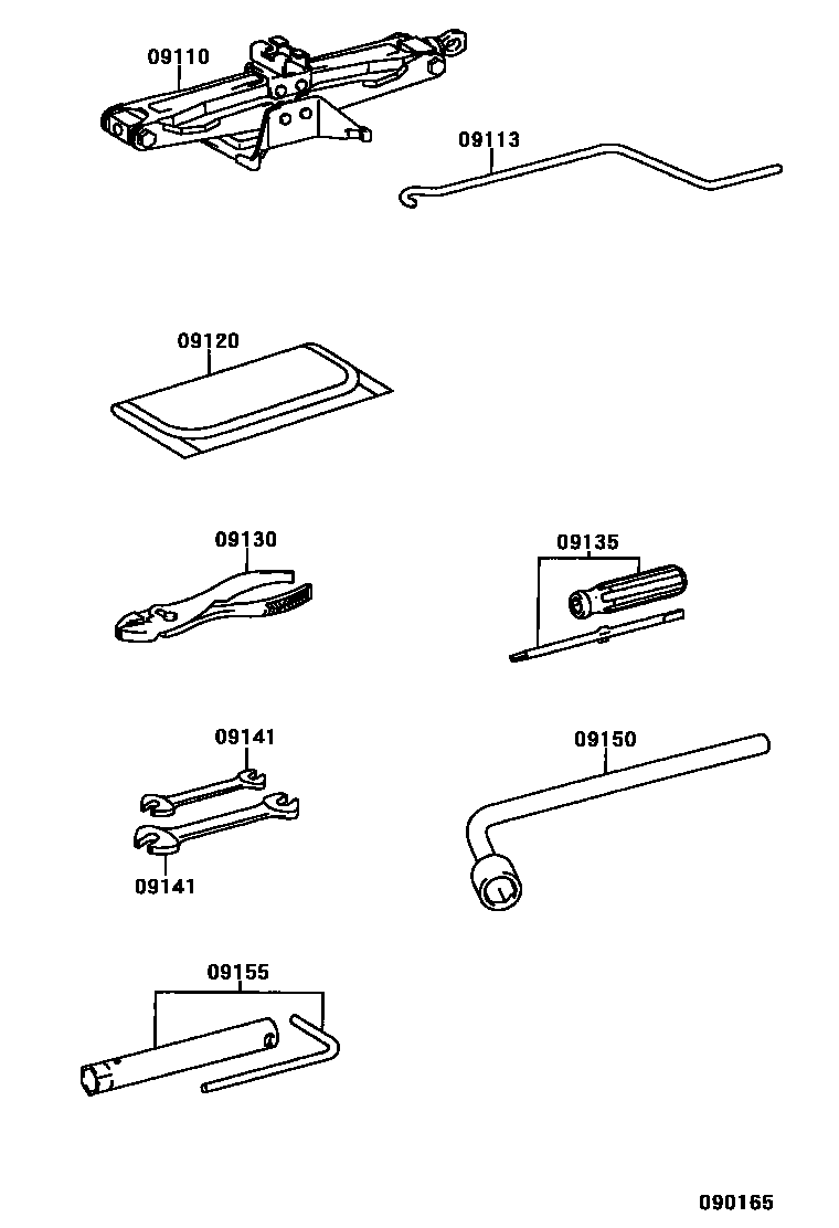 Toyota COROLLA Standard Tools EPC diagram — 090165