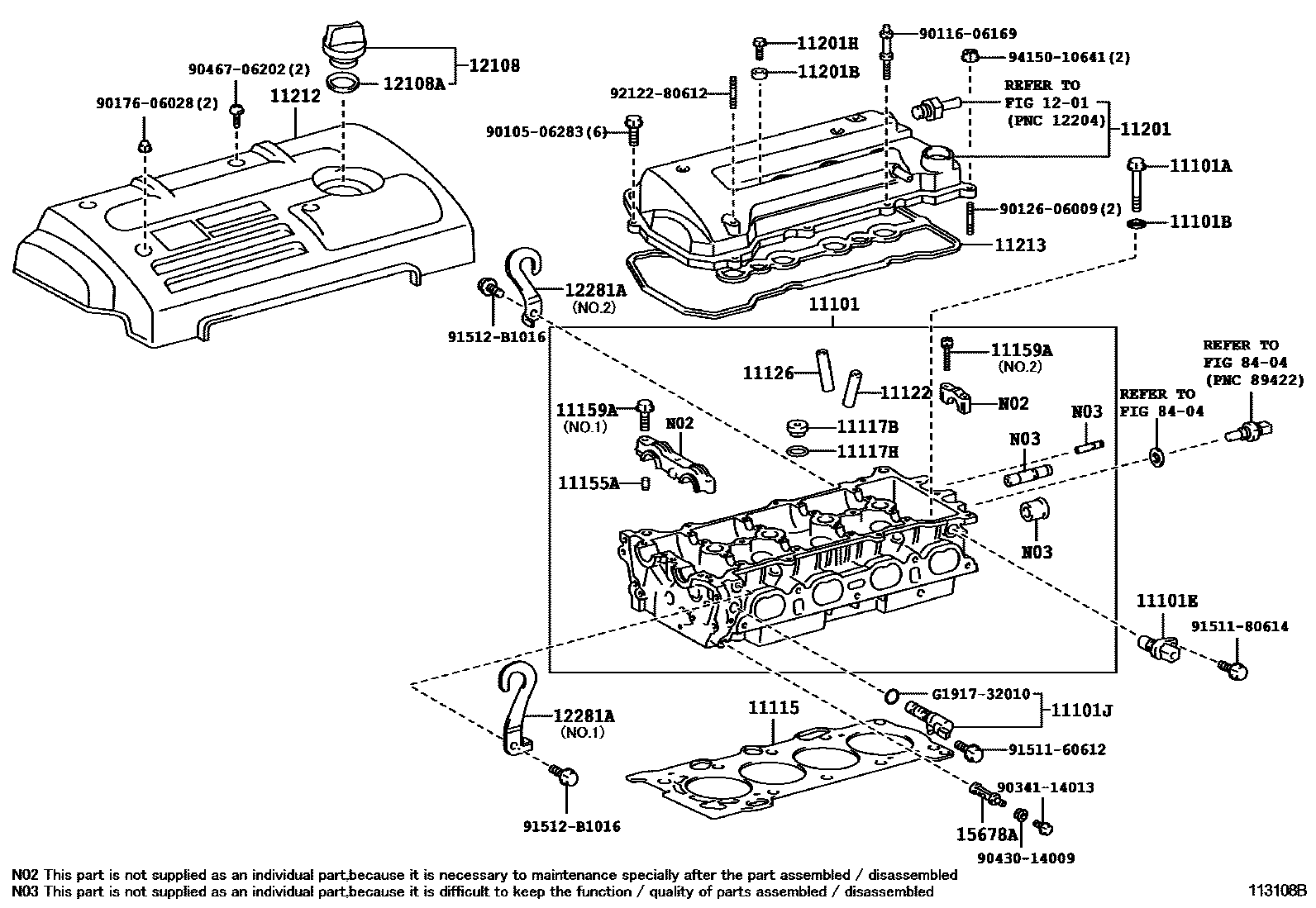 Toyota COROLLA Cylinder Head EPC diagram — 113108B