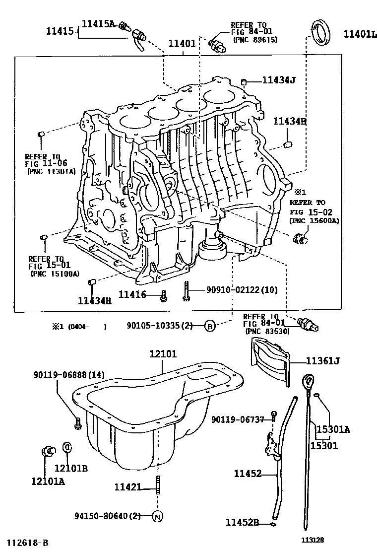 Toyota COROLLA Cylinder Block EPC diagram — 113128