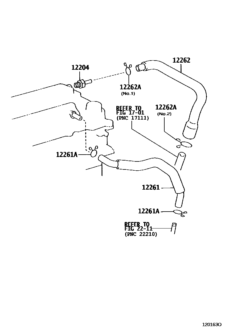 Toyota COROLLA Ventilation Hose EPC diagram — 120163O