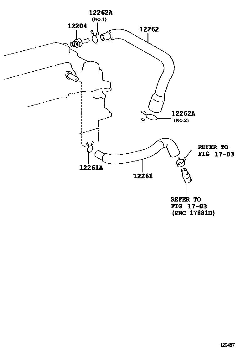 Toyota COROLLA Ventilation Hose EPC diagram — 120457