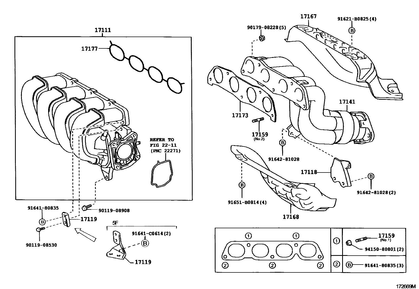 Toyota COROLLA Manifold EPC diagram — 172669M