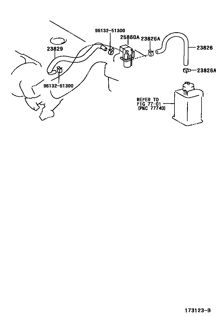 Toyota COROLLA vacuum tube EPC diagram — 173123B