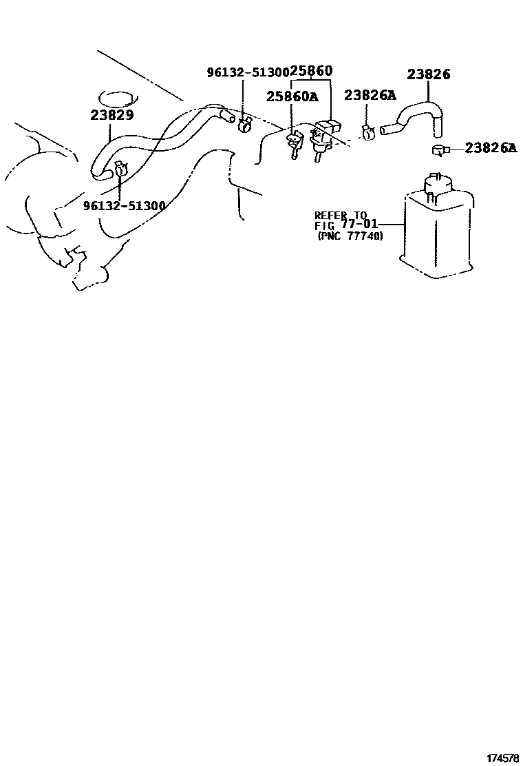 Toyota COROLLA vacuum tube EPC diagram — 174578