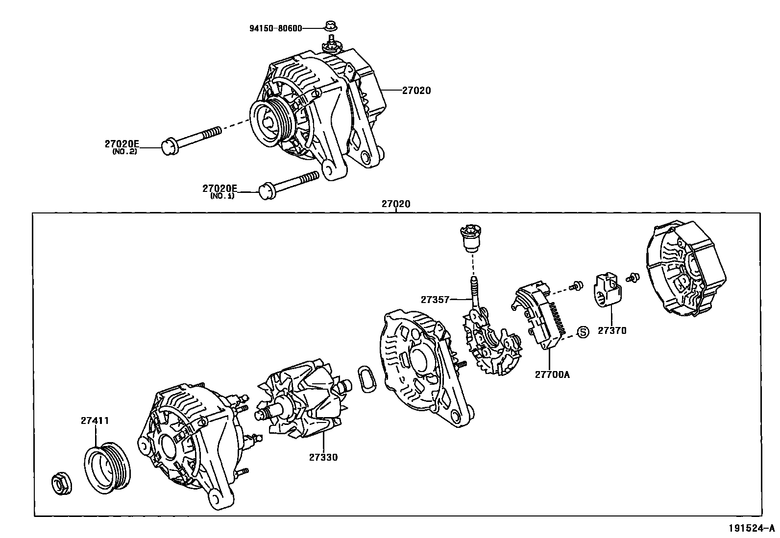 Toyota COROLLA Alternator EPC diagram — 191524A