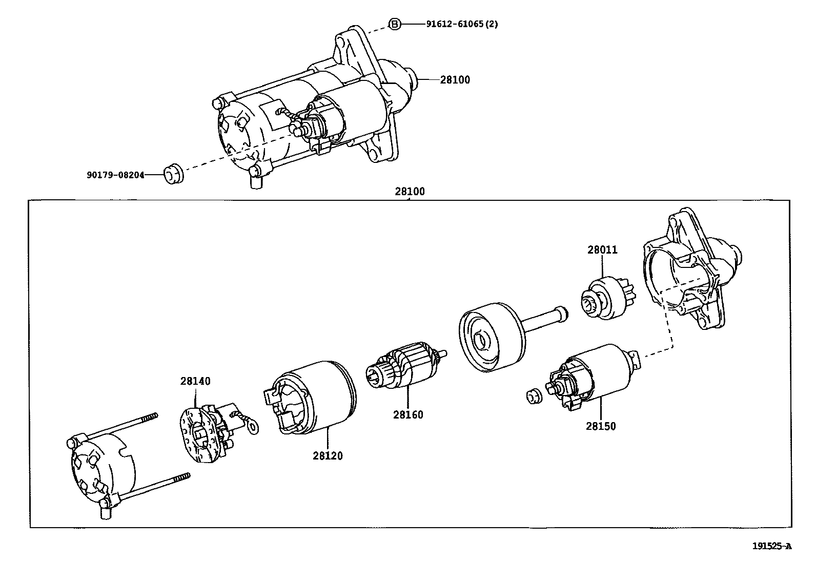 Toyota COROLLA 起动机 EPC diagram — 191525A
