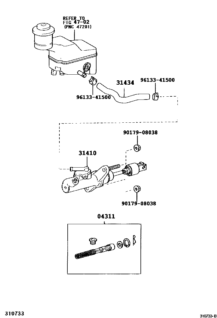 Toyota COROLLA 离合器总泵 EPC diagram — 310733B