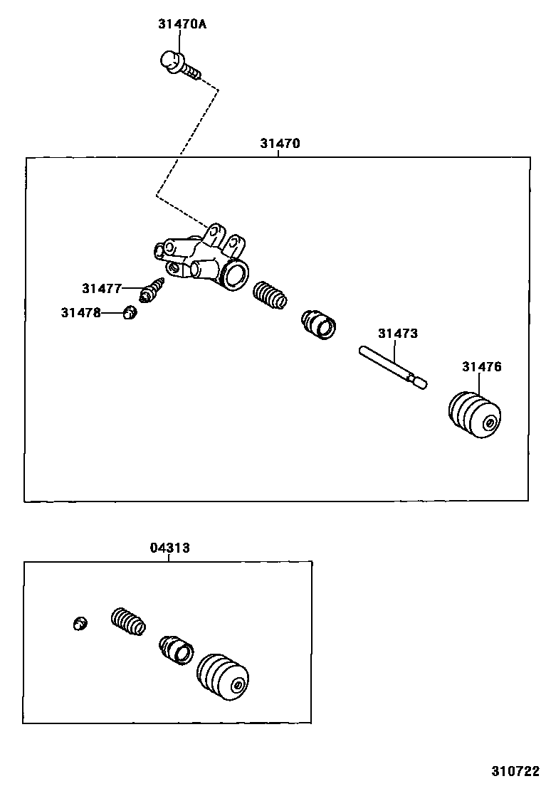 Toyota COROLLA 离合器分离缸 EPC diagram — 310722