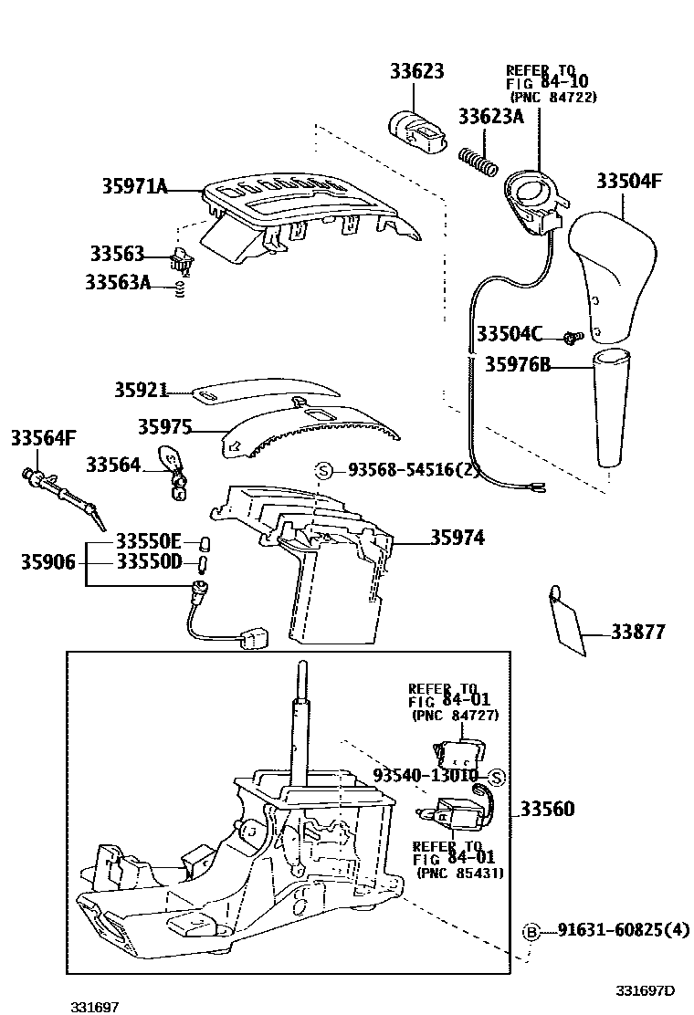 Toyota COROLLA Shift Lever & Retainer EPC diagram — 331697D