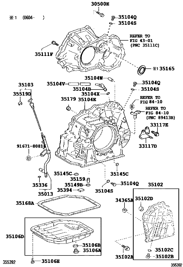 Toyota COROLLA 变速器壳和油底壳(ATM) EPC diagram — 355392B
