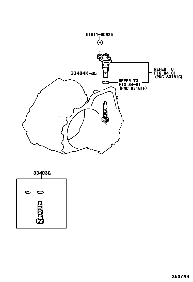 Toyota COROLLA 速度表从动齿轮(ATM) EPC diagram — 353789