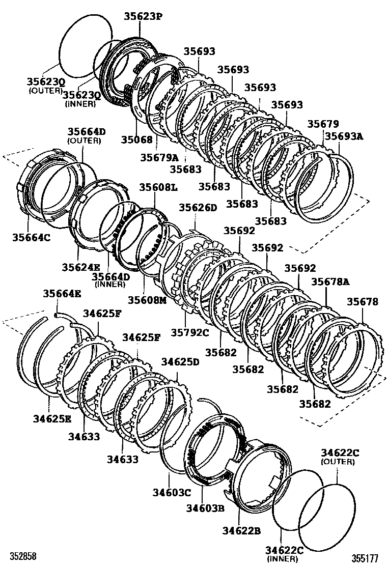 Toyota COROLLA 3号制动器、一档和倒档制动器(ATM) EPC diagram — 355177