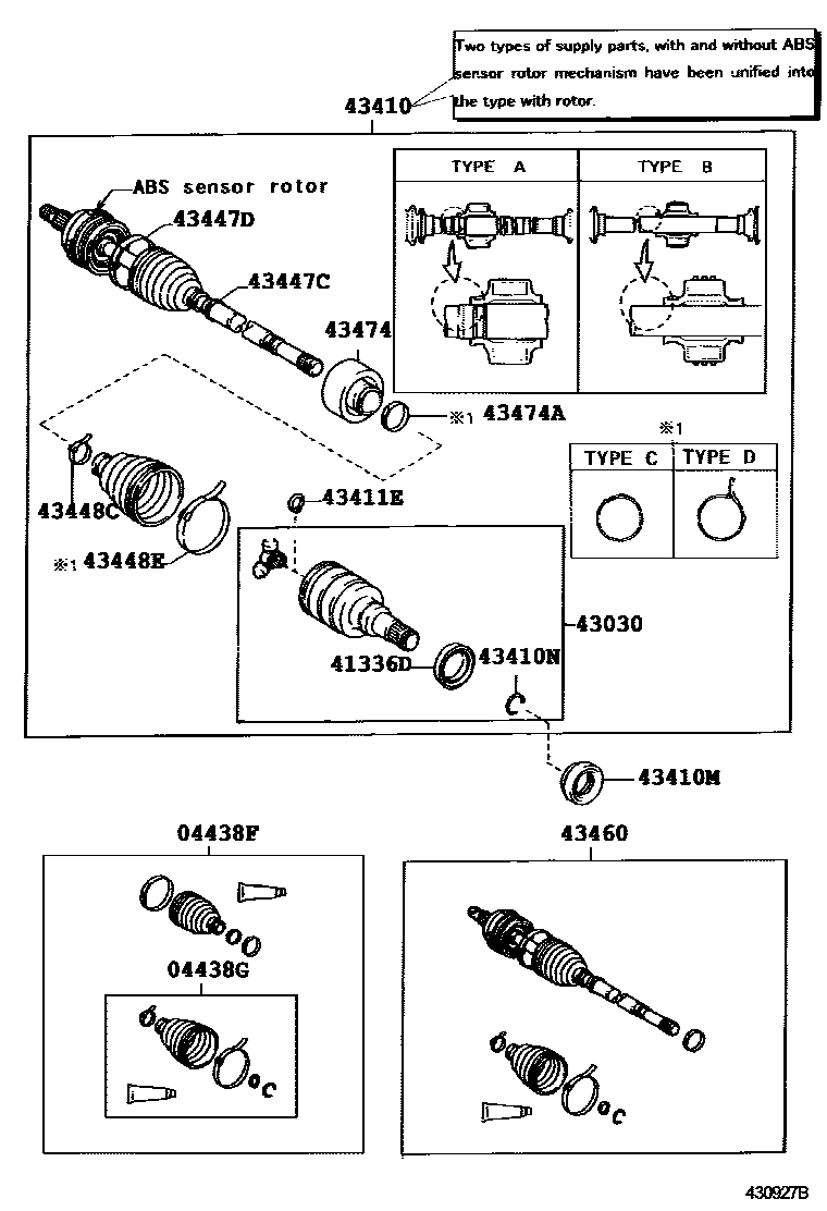 Toyota COROLLA Front Drive Shaft EPC diagram — 430927B