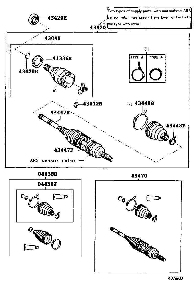 Toyota COROLLA Front Drive Shaft EPC diagram — 430928B