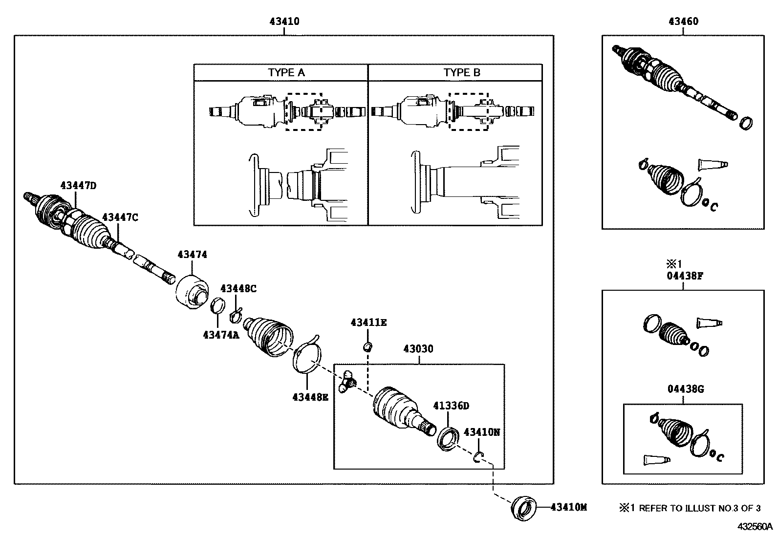 Toyota COROLLA Front Drive Shaft EPC diagram — 432560A