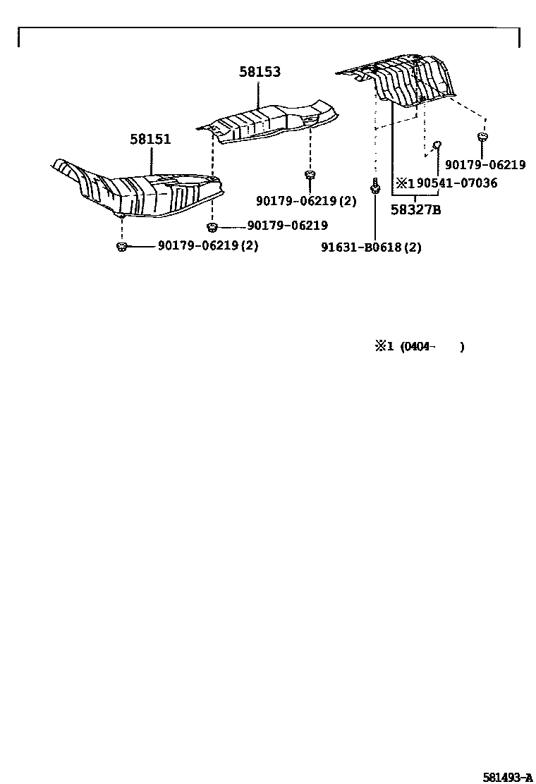 Toyota COROLLA 地板隔热垫 EPC diagram — 581493A